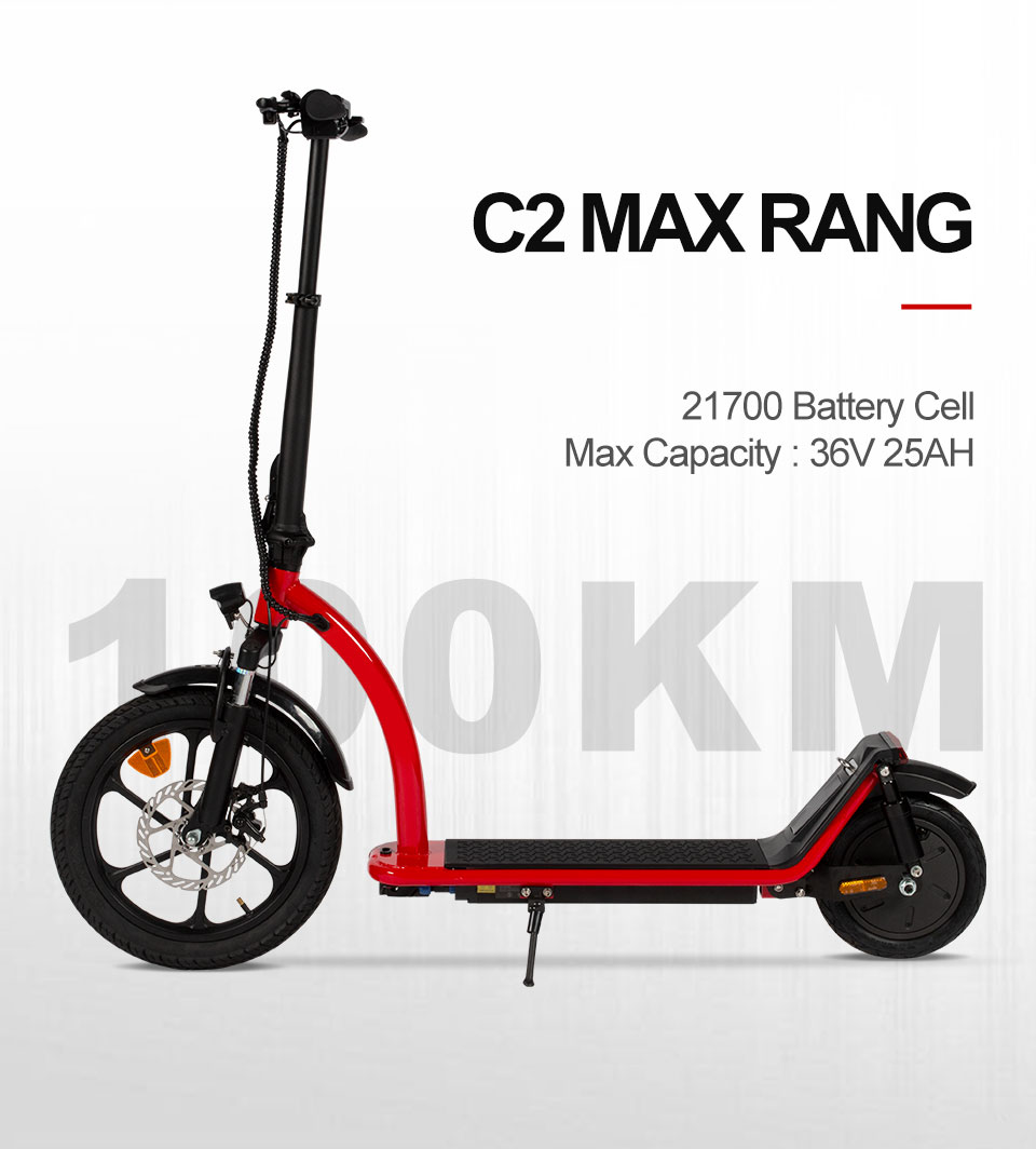 C2 350W 36V 8Ah12Ah16Ah 25KmH Big Front Wheel Folding Electric Scooter Detail06