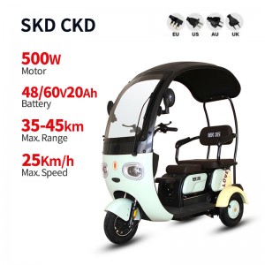 Electric Passenger Tricycle XXM 500W 48V/60V 20Ah 25km/h