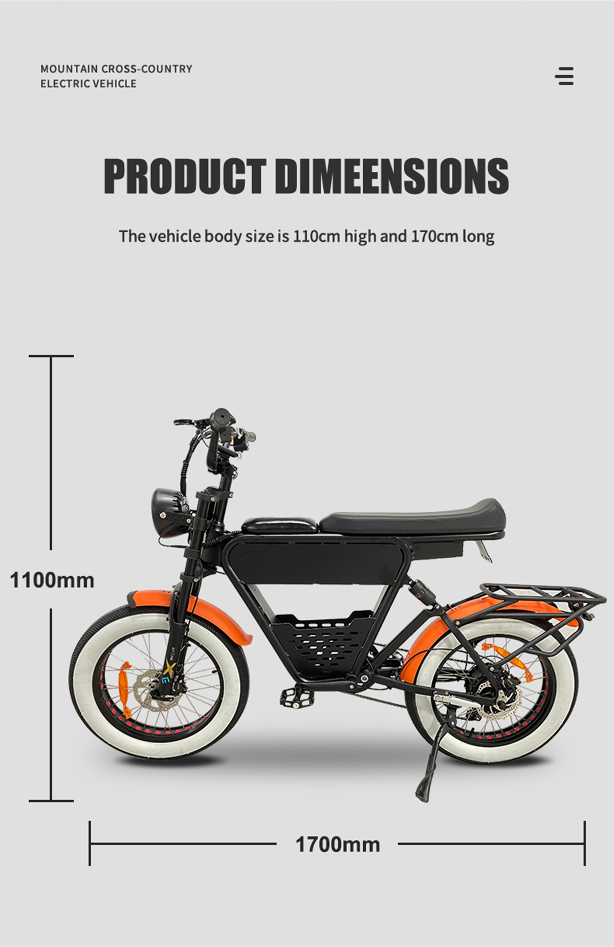 Optional 500W 750W 1000W 20inch 48V 35Ah Lithium Battery EBike Details 4