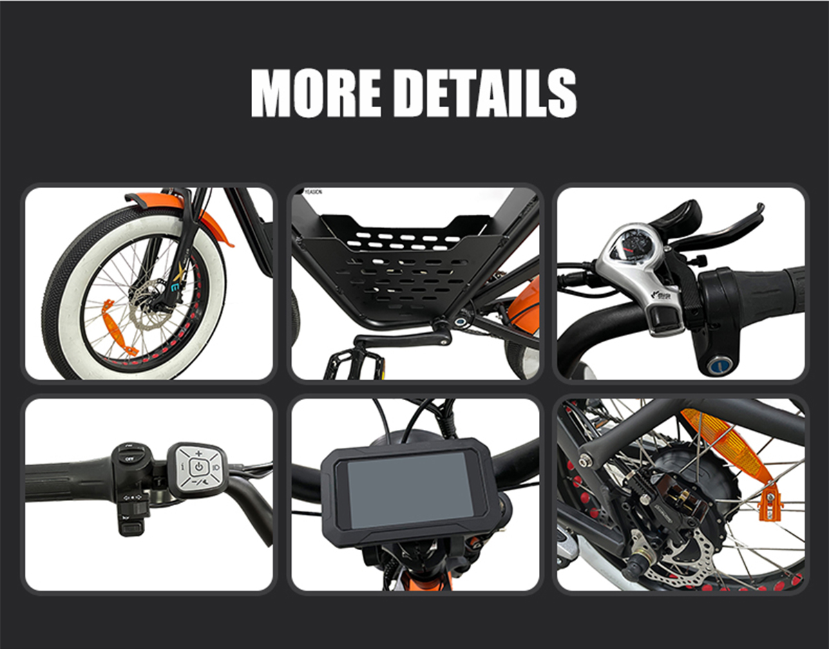 Optional 500W 750W 1000W 20inch 48V 35Ah Lithium Battery EBike Details 5